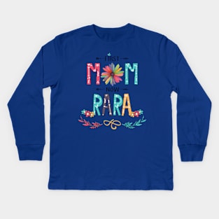 First Mom Now Rara Wildflowers Happy Mothers Day Kids Long Sleeve T-Shirt